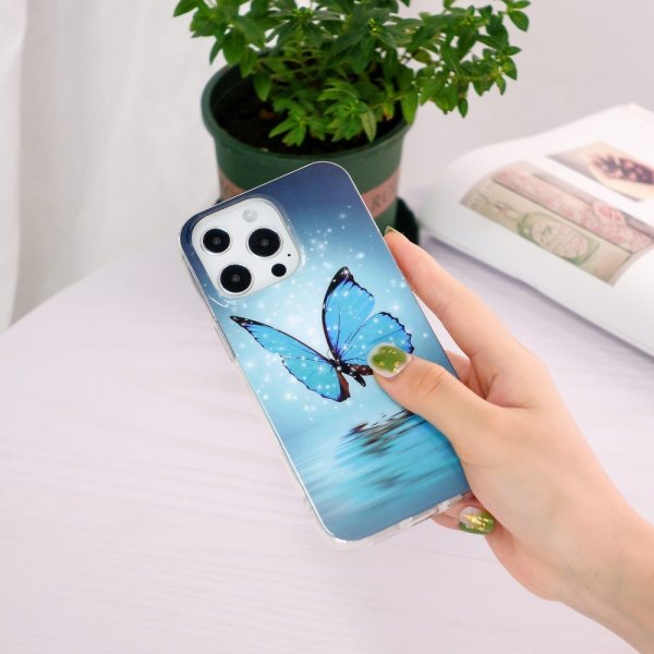 iPhone 14 Pro Deksel Motiv Blå Sommerfugl
