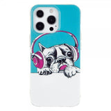 iPhone 14 Pro Deksel Motiv Hund med Hodetelefoner