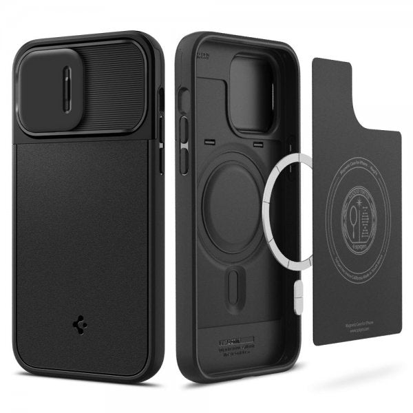 Spigen iPhone 14 Pro Deksel Optik Armor MagFit Svart