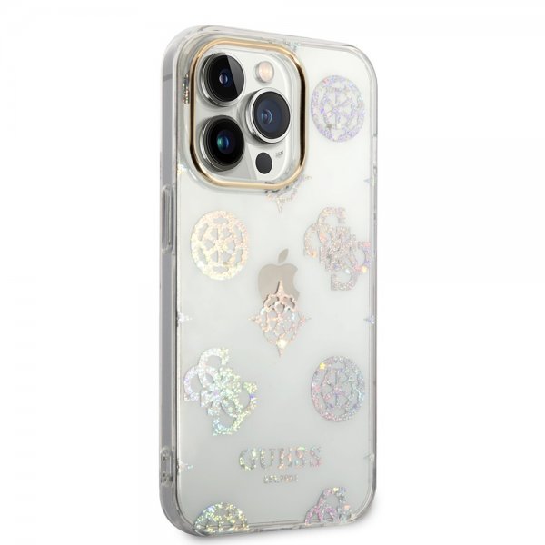 Guess iPhone 14 Pro Deksel Peony Glitter Hvit