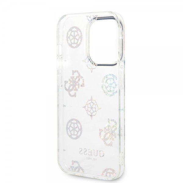Guess iPhone 14 Pro Deksel Peony Glitter Hvit