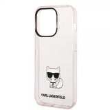 Karl Lagerfeld iPhone 14 Pro Deksel Printed Choupette Transparent Rosa