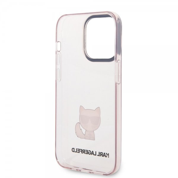 Karl Lagerfeld iPhone 14 Pro Deksel Printed Choupette Transparent Rosa