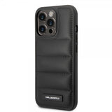 Karl Lagerfeld iPhone 14 Pro Deksel Quilted Nylon Puffy Case Logo Plate Svart