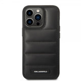 Karl Lagerfeld iPhone 14 Pro Deksel Quilted Nylon Puffy Case Logo Plate Svart