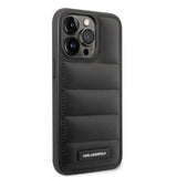Karl Lagerfeld iPhone 14 Pro Deksel Quilted Nylon Puffy Case Logo Plate Svart