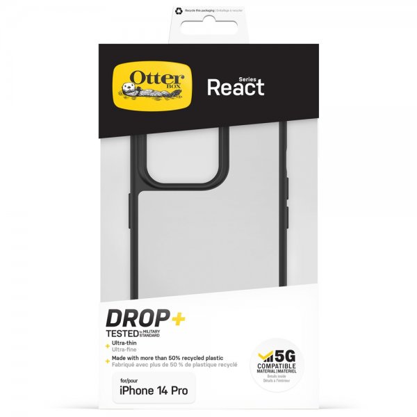 Otterbox iPhone 14 Pro Deksel React Black Crystal