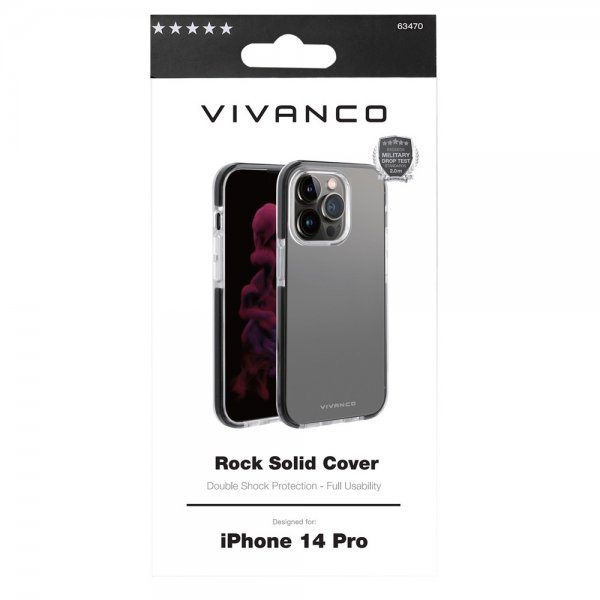 Vivanco iPhone 14 Pro Deksel Rock Solid Svart Klar