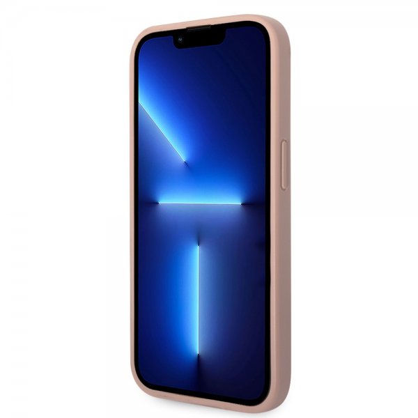 Guess iPhone 14 Pro Deksel Saffiano Metal Logo Stripes Rosa