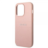 Guess iPhone 14 Pro Deksel Saffiano Metal Logo Stripes Rosa