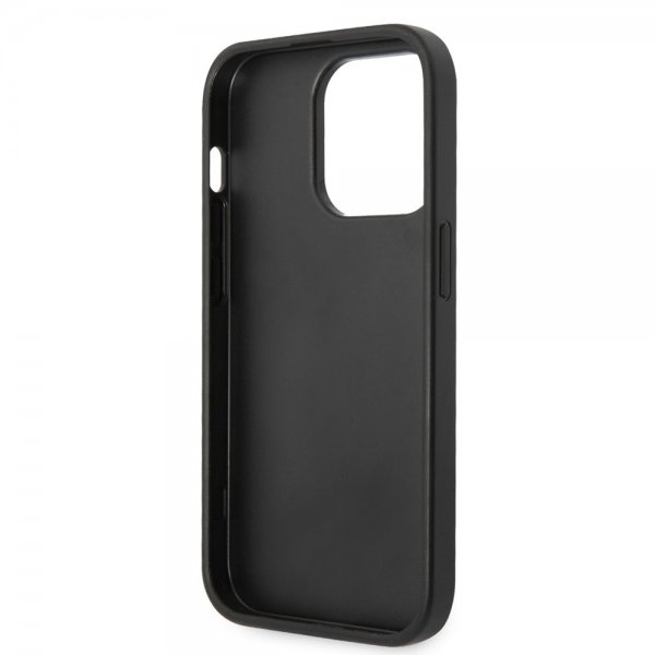 Guess iPhone 14 Pro Deksel Saffiano Metal Logo Stripes Svart
