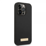 Guess iPhone 14 Pro Deksel Silicone Metal Plate MagSafe Svart