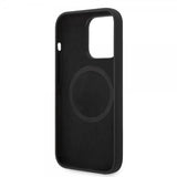 Guess iPhone 14 Pro Deksel Silicone Metal Plate MagSafe Svart
