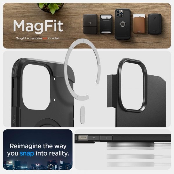 Spigen iPhone 14 Pro Deksel Tough Armor MagFit Svart