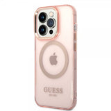 Guess iPhone 14 Pro Deksel Translucent MagSafe Rosa