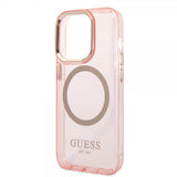 Guess iPhone 14 Pro Deksel Translucent MagSafe Rosa