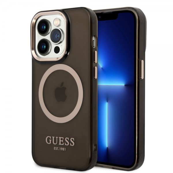 Guess iPhone 14 Pro Deksel Translucent MagSafe Svart