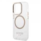 Guess iPhone 14 Pro Deksel Transparent MagSafe Gull Transparent