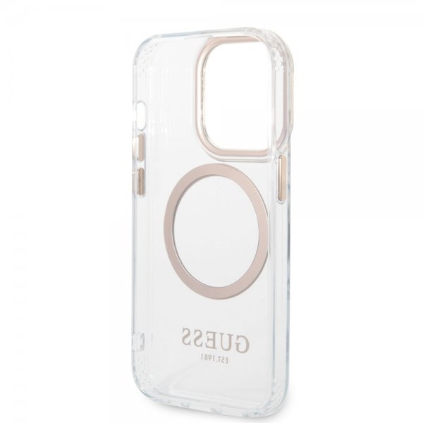 Guess iPhone 14 Pro Deksel Transparent MagSafe Gull Transparent