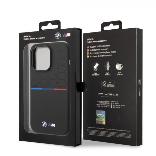 BMW iPhone 14 Pro Deksel Tricolor Line & Logo Svart