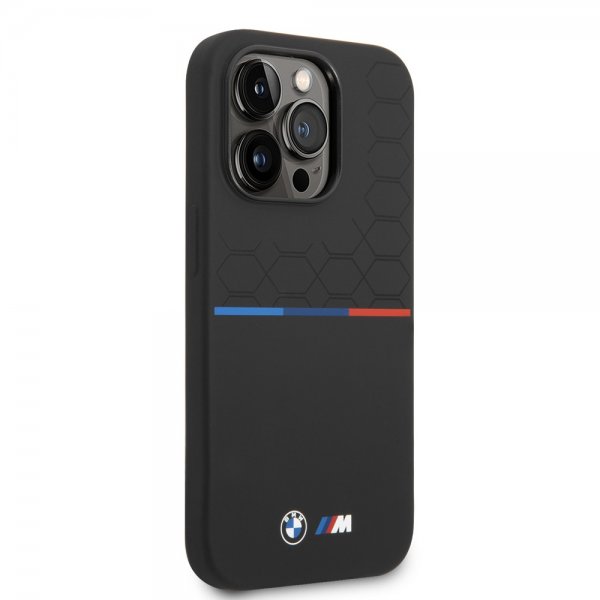 BMW iPhone 14 Pro Deksel Tricolor Line & Logo Svart