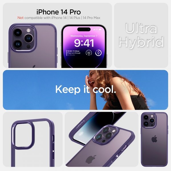 Spigen iPhone 14 Pro Deksel Ultra Hybrid Deep Purple