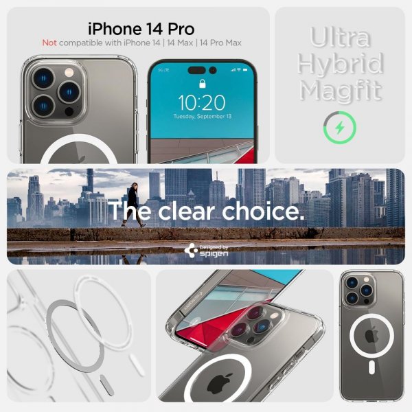 Spigen iPhone 14 Pro Deksel Ultra Hybrid MagFit White