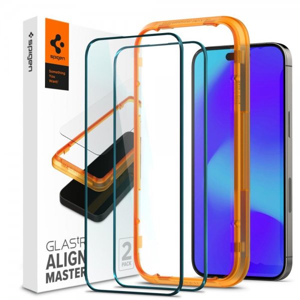 Spigen iPhone 14 Pro Skjermbeskytter GLAS.tR ALIGNmaster 2-pakning