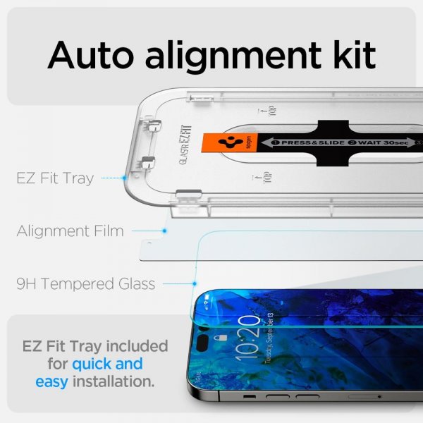 Spigen iPhone 14 Pro Skjermbeskytter GLAS.tR EZ Fit 2-pakning