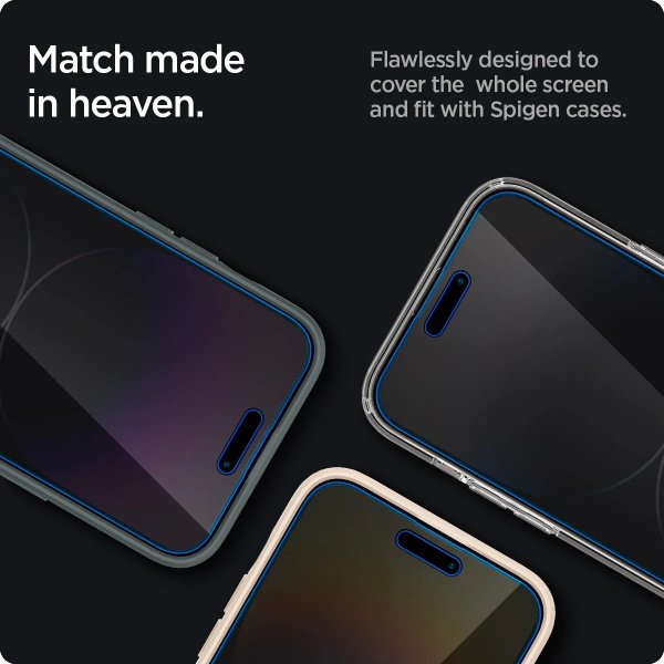 Spigen iPhone 14 Pro Skjermbeskytter GLAS.tR EZ Fit Privacy 2-pakning