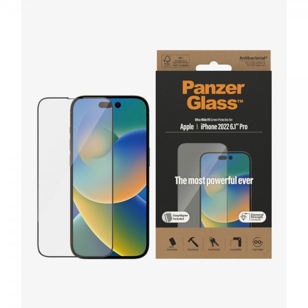 PanzerGlass iPhone 14 Pro Skjermbeskytter Ultra-Wide Fit EasyAligner