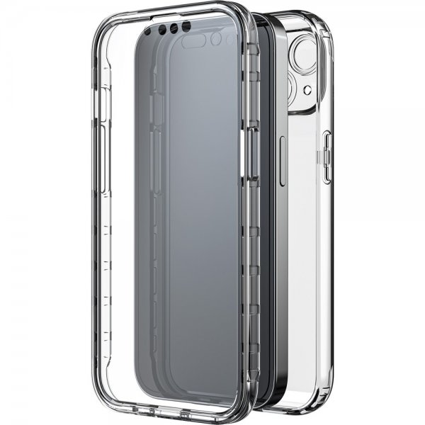 Black Rock iPhone 14 Deksel 360° Real Glass Case Svart Klar