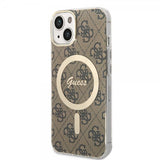 Guess iPhone 14 Deksel 4G Pattern MagSafe Brun