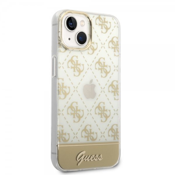 Guess iPhone 14 Deksel Bottom Stripe Script Logo Gull