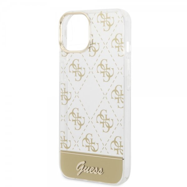 Guess iPhone 14 Deksel Bottom Stripe Script Logo Gull