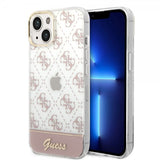Guess iPhone 14 Deksel Bottom Stripe Script Logo Rosa