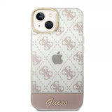 Guess iPhone 14 Deksel Bottom Stripe Script Logo Rosa