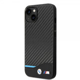 BMW iPhone 14 Deksel Carbon Effect Printed Logo Svart