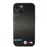 BMW iPhone 14 Deksel Carbon Effect Printed Logo Svart