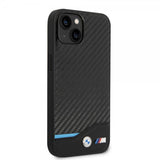BMW iPhone 14 Deksel Carbon Effect Printed Logo Svart