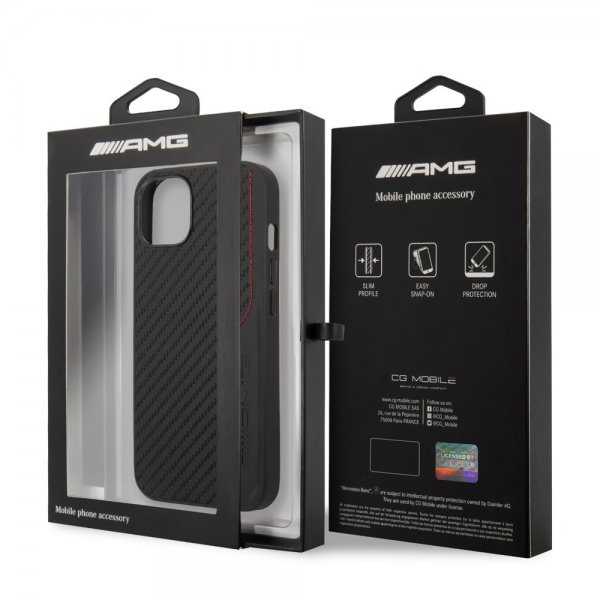 AMG iPhone 14 Deksel Carbon Effect Stamped Logo Svart