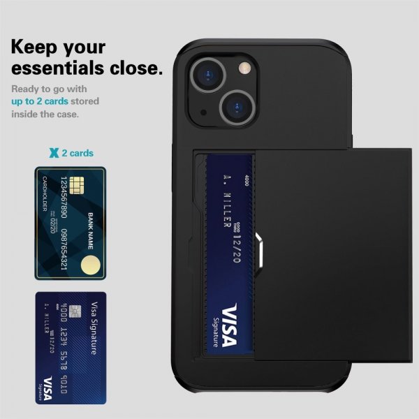 iPhone 14 Deksel Card Slide Svart