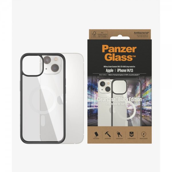 PanzerGlass iPhone 13/iPhone 14 Deksel ClearCase Black Edition MagSafe