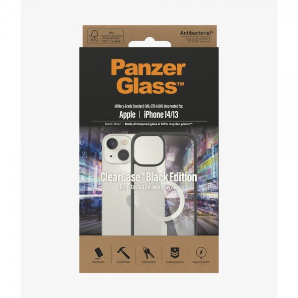 PanzerGlass iPhone 13/iPhone 14 Deksel ClearCase Black Edition MagSafe