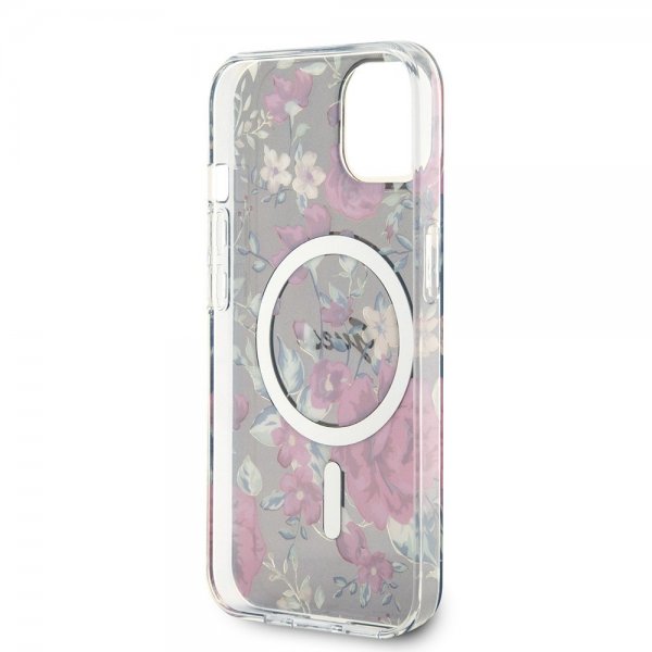 Guess iPhone 14 Deksel Flower MagSafe Kaki