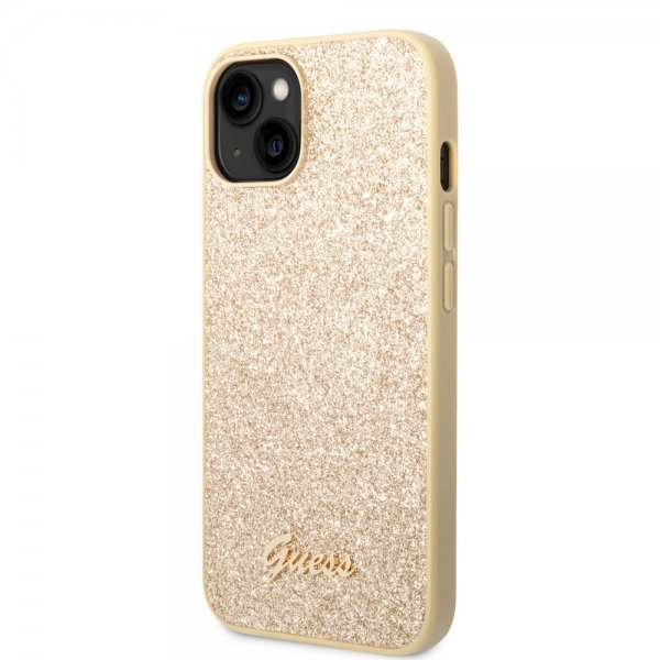 Guess iPhone 14 Deksel Glitter Flakes Metal Logo Gull