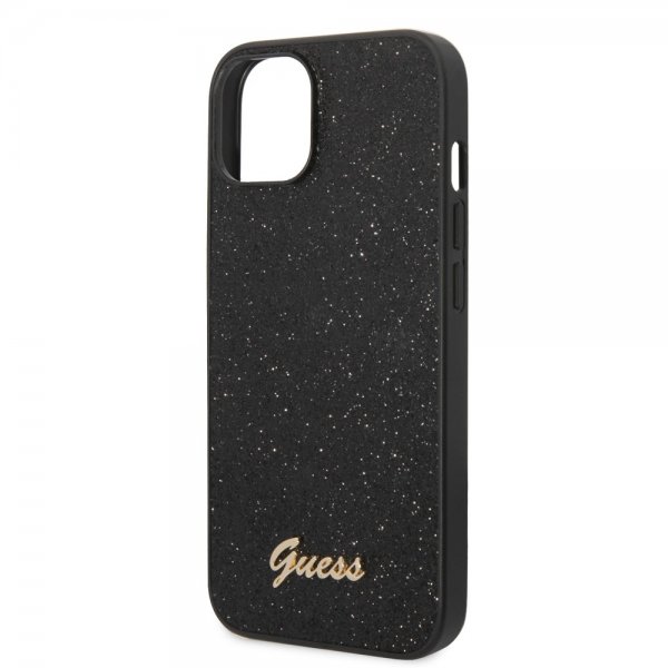 Guess iPhone 14 Deksel Glitter Flakes Metal Logo Svart