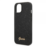 Guess iPhone 14 Deksel Glitter Flakes Metal Logo Svart