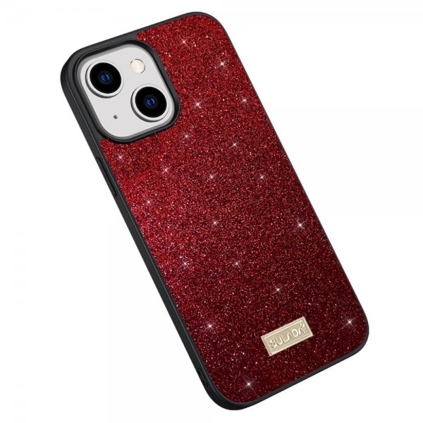 Sulada iPhone 14 Deksel Glitter Rød