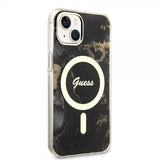 Guess iPhone 14 Deksel Golden Marble MagSafe Svart